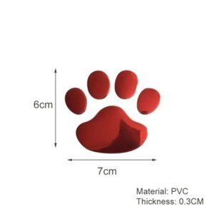 6PCS 3D Chrome Dog Paw Footprint Sticker Decal Auto Car Emblem Decal Decor RED